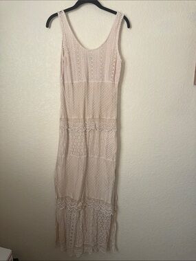 NWOT Young Threads Cream Lace Maxi Dress Size M